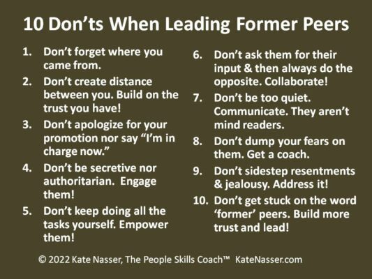 Lead Former Peers: Image is List of 10 Do's & Don'ts