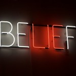 Customer Experience Beliefs: Image is the neon sign "belief".