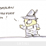 Chronic Complainers: Image is sketched figure saying I complain therefore I am.