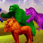 Prevent Verbal Conflict: Image is lion, dinosaur, gorilla, poised to attack.