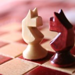 Teamwork Productivity: image is 2 chess pieces in face to face standoff.
