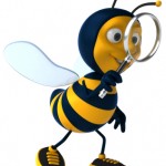 Reduce Conflict: Image is a cartoon of a bee with a magnifying glass looking for the urgency.