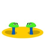 Team Cohesion: Image is two animated mushrooms bowing to each other.